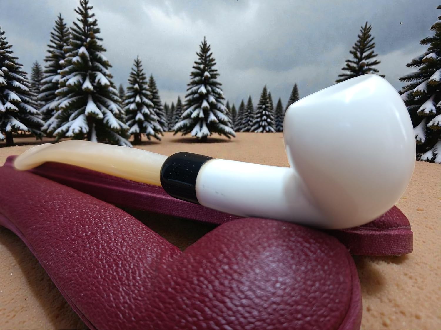 Meerschaum Online Block Meerschaum Amber Breeze Pipe, Handcrafted Smoking Pipe with Fitted Case, 140mm Length