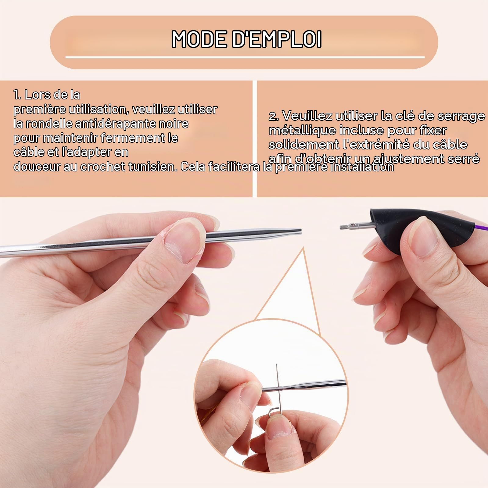 Gosknor Crochet Tunisien avec Cable, en Aluminium Aiguilles à Tricoter Interchangeables Tricot Kit 3 mm-10 mm Crochets Longs avec Étui pour Projets de Tissage Tricot et de Crochet