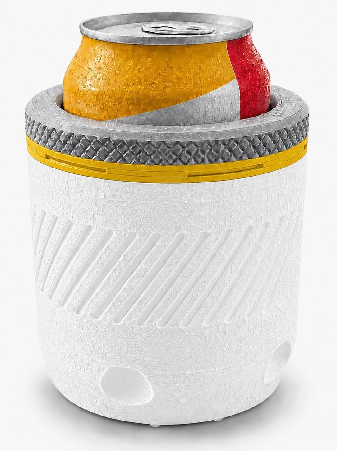 CryoPod Freezable Insulated Can Holder – Reusable 3D Printed Drink Cooler Sleeve for Cans – Fill, Freeze & Keep Drinks Colder for Longer – Beer, Soft Drinks, BBQs, Camping & Summer Days (Yellow)