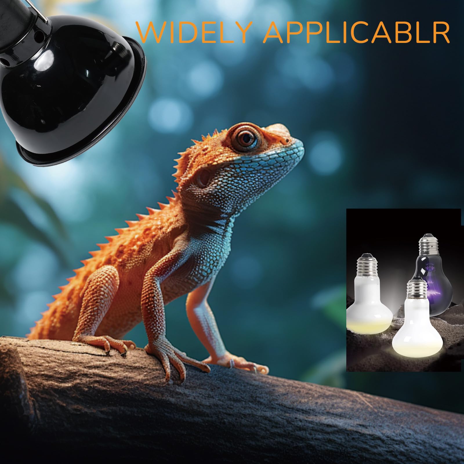 Reptile Light Fixture, 5.5 Inch Max 200W Deep Dome Heat Lamp with Optical Reflection, UVB Basking Lamp for Amphibian & Reptile Terrariums - image 3