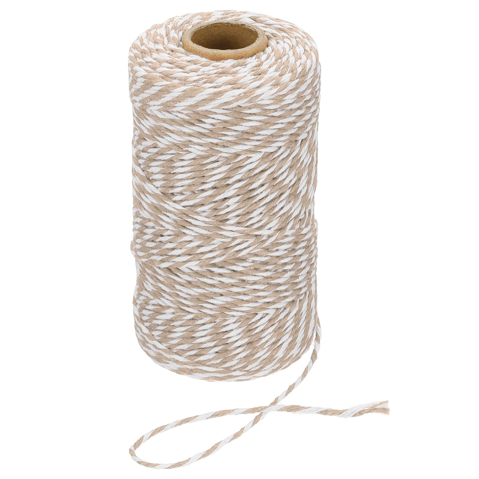 PATIKIL 100m Butcher String Twine, 2mm Cotton Bakers Decorative Twine String Rope Cord for Gift Wrapping Arts Crafts Party Kitchen Gardening, Khaki White