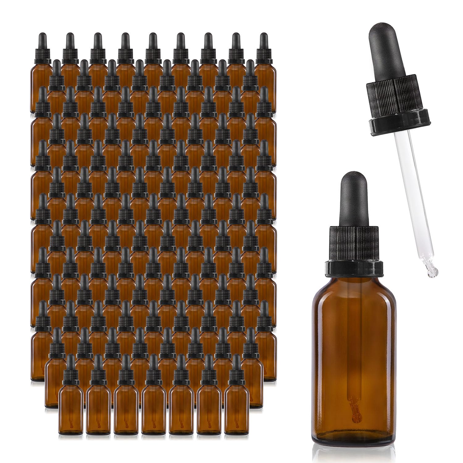 Oputec 143 flaconi da 30 ml in vetro marrone con pipetta di vetro – Flacone da farmacista per aromaterapia, cosmetici, contagocce protetto dalla luce, per applicazioni farmaceutiche e laboratorio