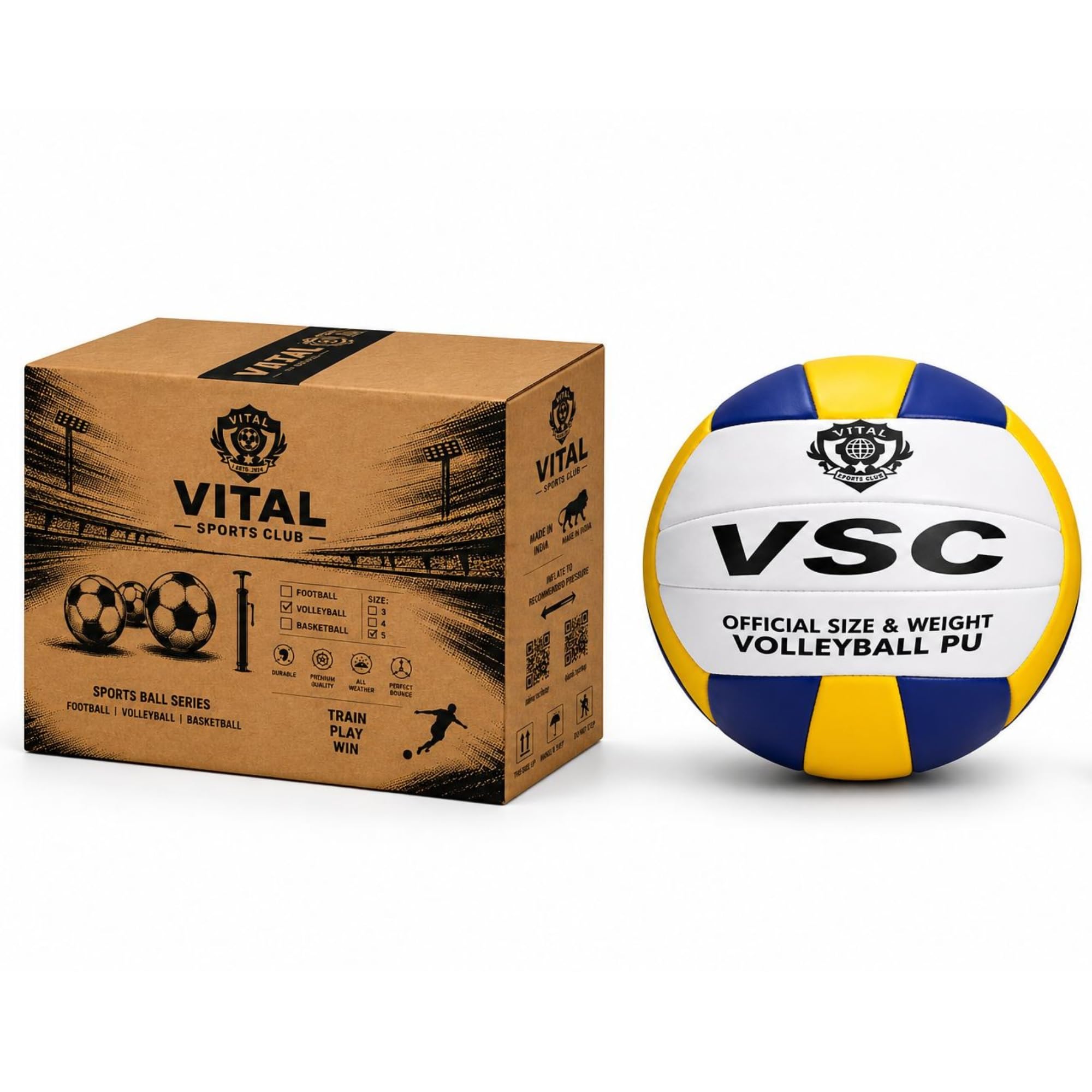 VITAL SPORTS CLUB Official Size Volleyball Ball for Indoor Outdoor Training Match Beach PlayDurable Volleyball for Outdoor Indoor Training Match Practice Play-picture-23