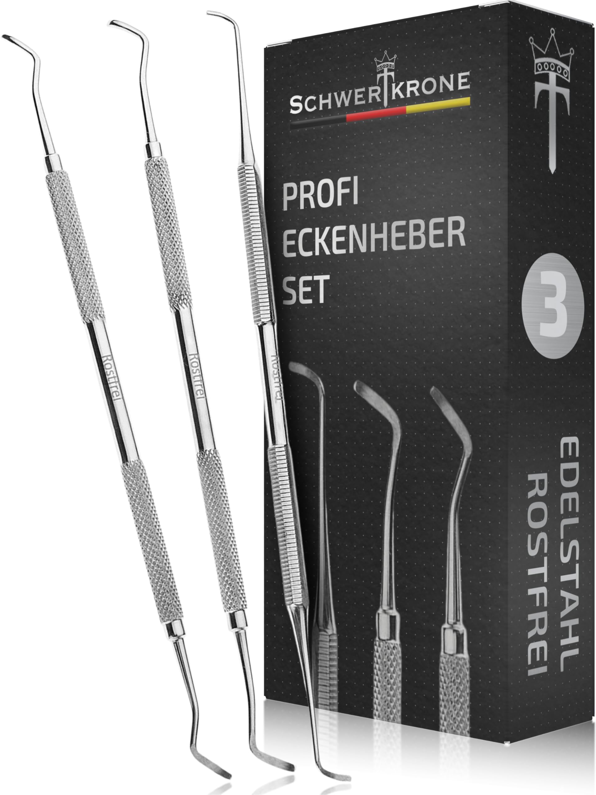 Schwertkrone Kit Manucure et Pédicure 3-en-1 - Outils de Précision en Acier Inoxydable, Professionnel et Durable