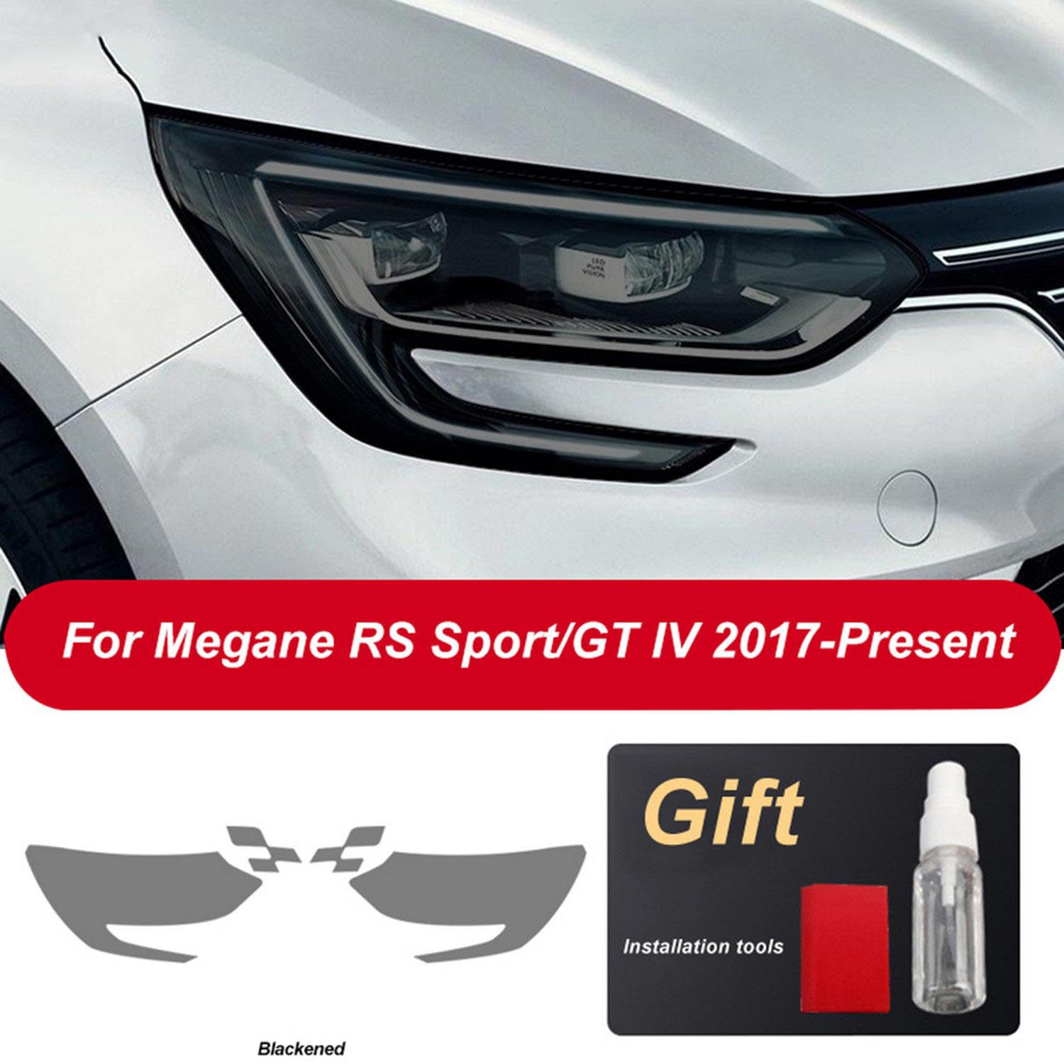 JCAKES 2 Stück Auto-Scheinwerfer-Tönung schwarz Schutzfolie Schutz Transparent TPU Aufkleber für Renault Megane 4 RS GT Sport 2017-heute Zubehör