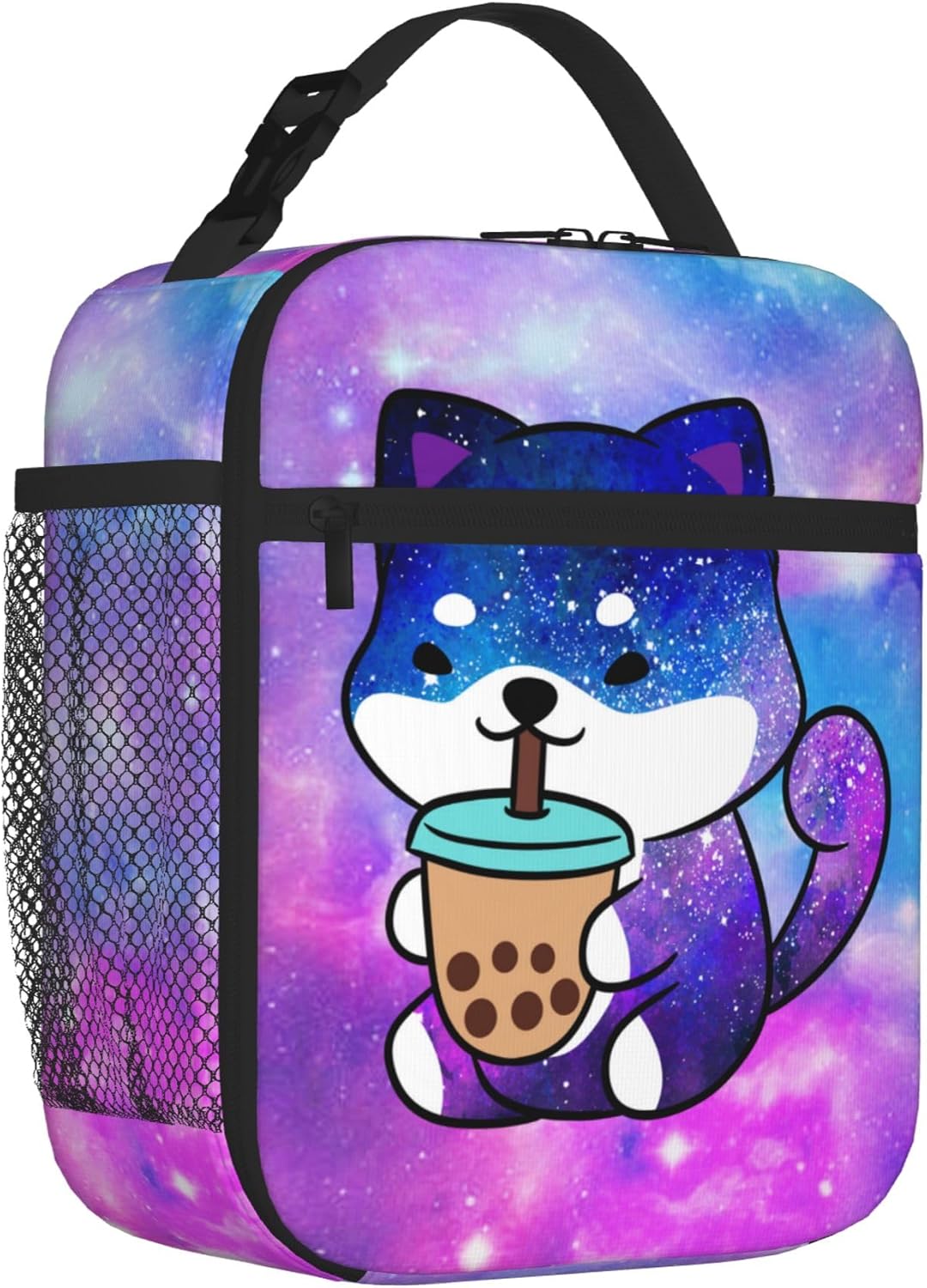 Galaxy Dog Insulated Lunch Box,Kawaii Dog Drinking Boba Bubble Tea Kids Lunch Bags For Girls,Reusable Portable Kids Girls School Lunch Box With Detachable Handle - Image 3