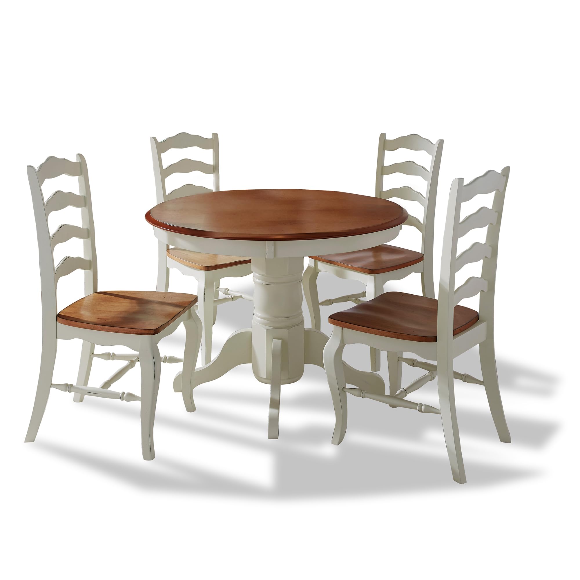 French Countryside Oak/White 42" Round Pedestal Dining Table by Home Styles