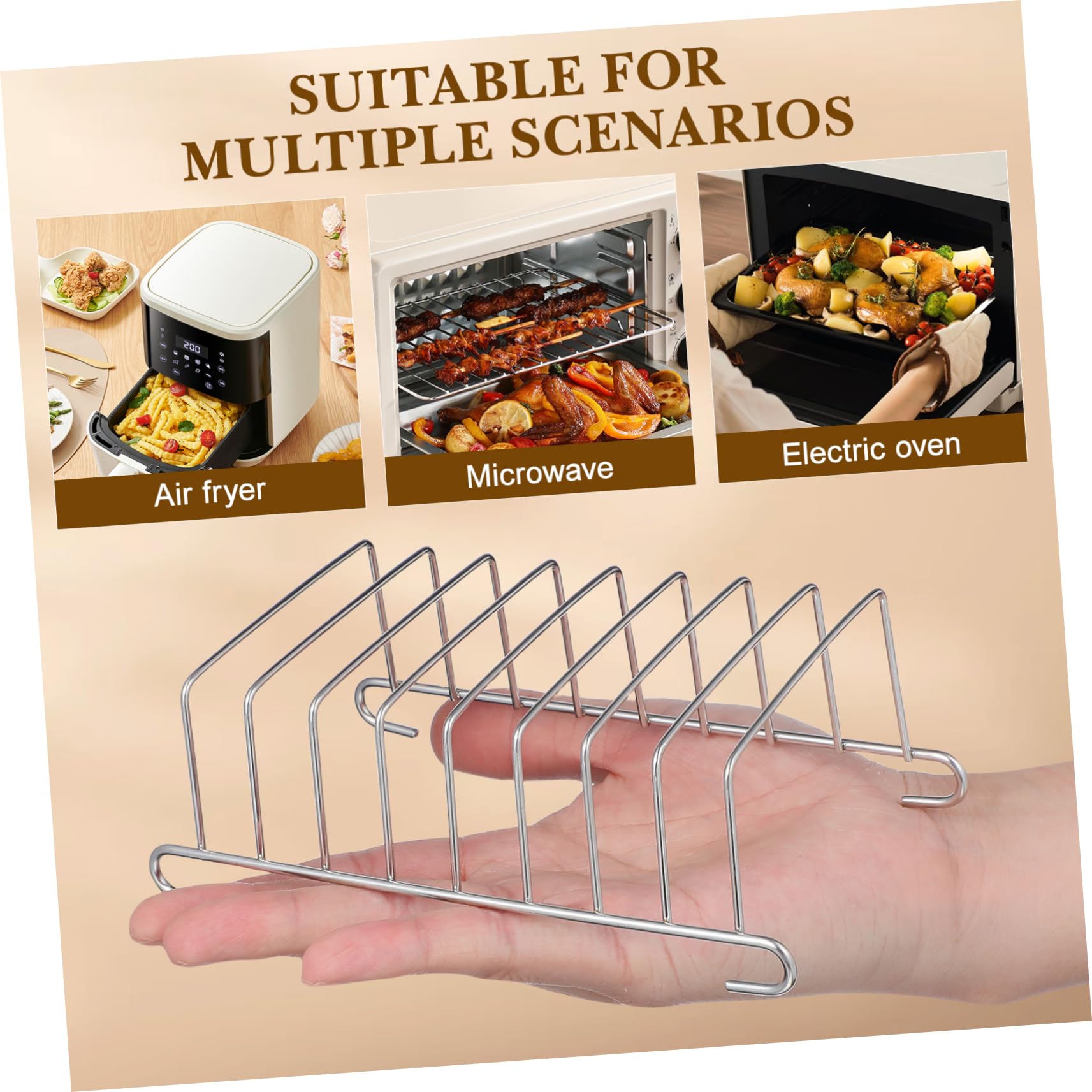 2pièces Accessoires Friteuse à Air Chaud Acier Inoxydable Et Supports Pour Cuisson Sécurisée Et Facile