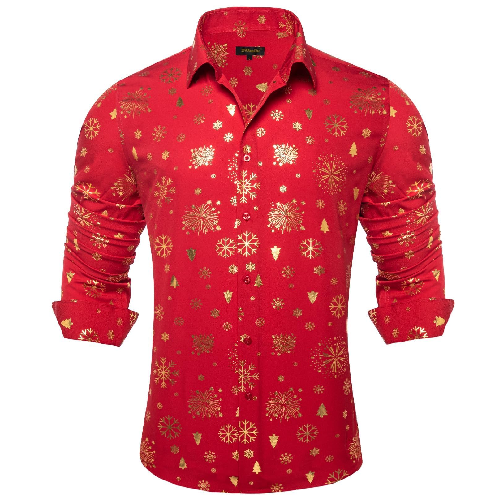 Locker.Ink | The Top Festive Fashion Trends You Need to Know for the Holiday Season DiBanGu Red-Gold Christmas Shirt