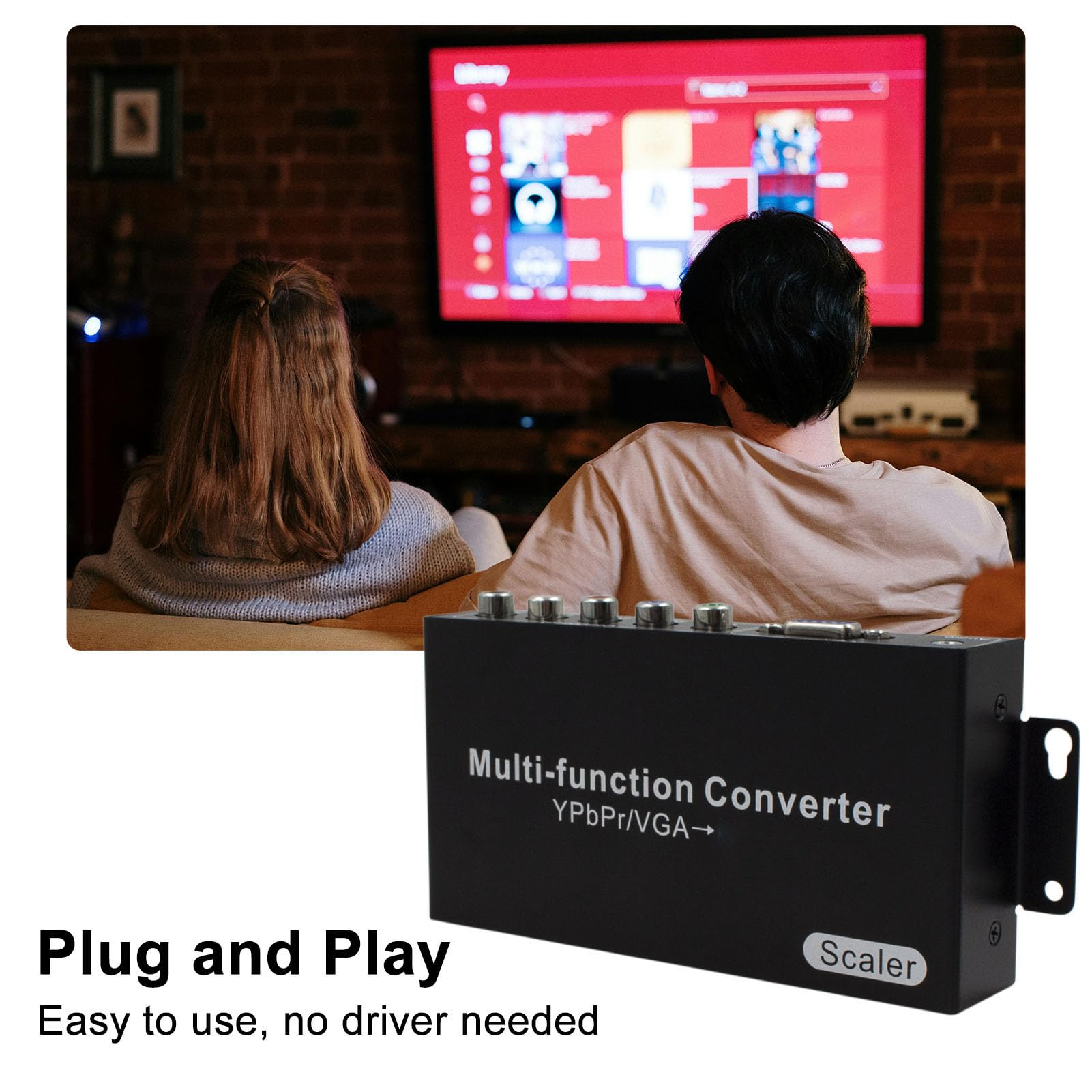 Cuifati Convertitore VGA a HDMI, Convertitore Multimediale VGA a HD 1080P YPbPr, Adattatore Audio Video per Display Monitor Proiettore HDTV (Spina europea)