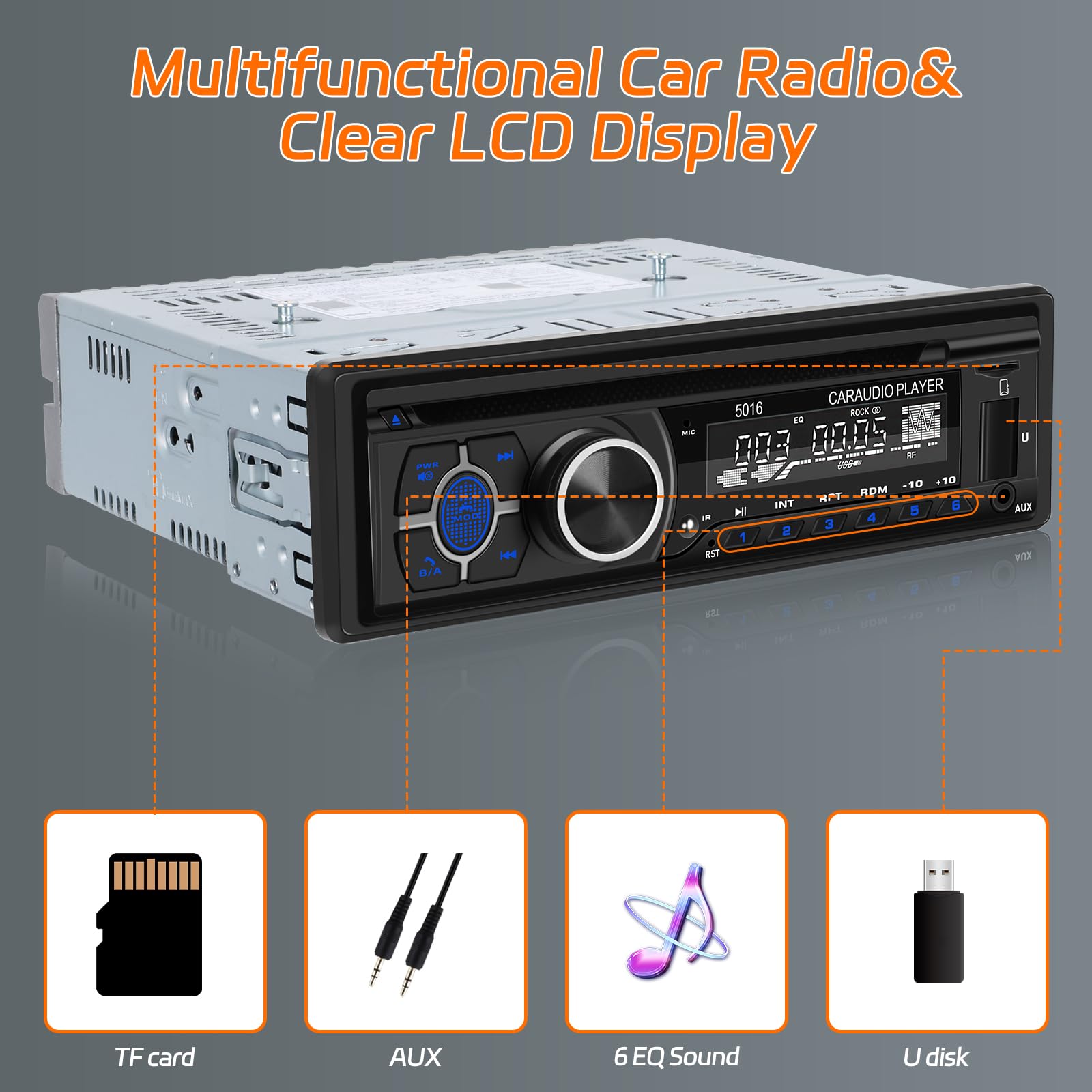 1Din Autoradio CD Player - Radio Mit Cd Player mit Bluetooth Freisprechfunktion - Audio Empfänger mit AM/FM Radio - DVD/USB/SD Karten/AUX Anschluss + Fernbedienung