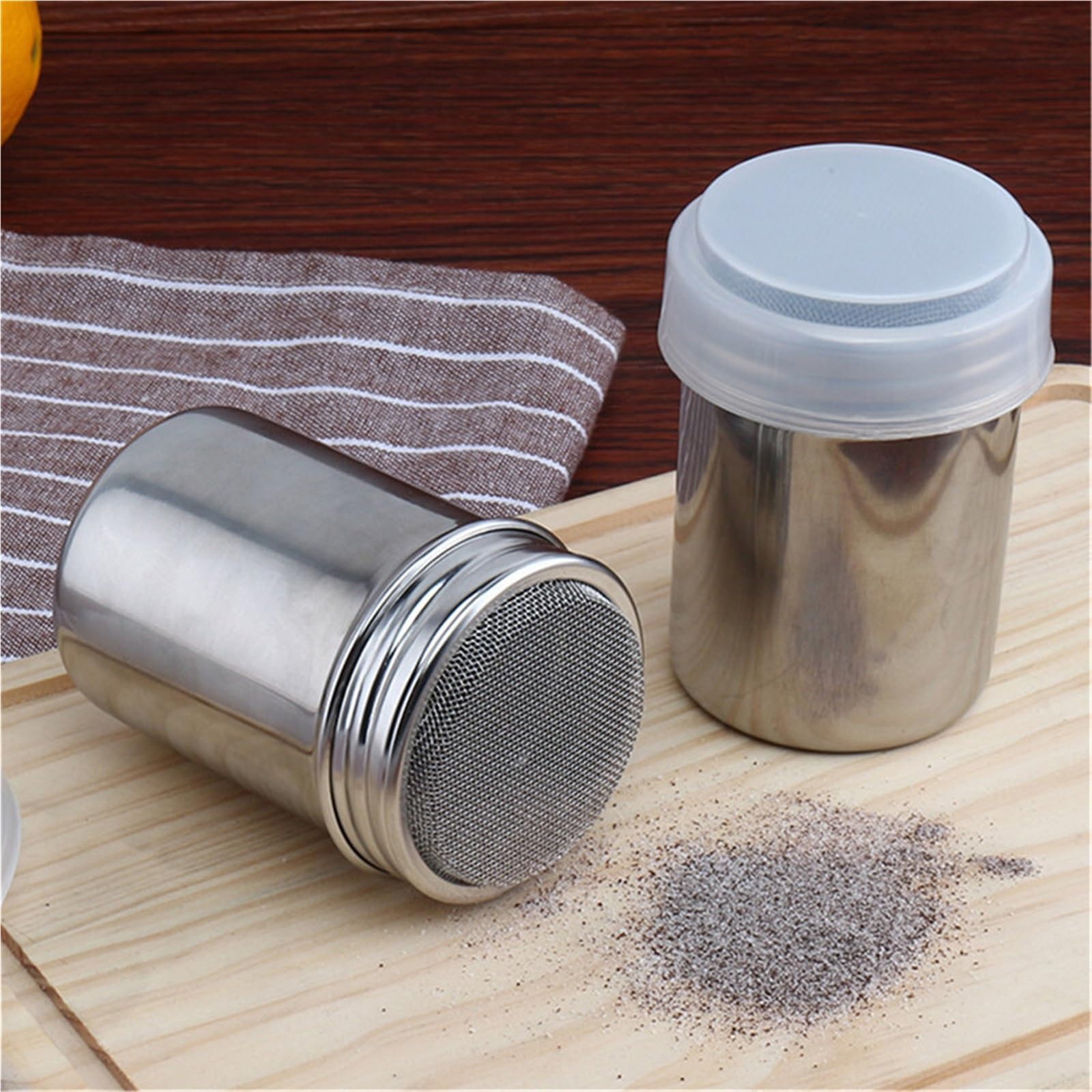 1 Juego (3 Piezas) de coctelera café Acero Inoxidable para Casa | Filtros de tamiz de azúcar, espray de espuma, herramientas for barbacoa y pastel de cocina con tapa