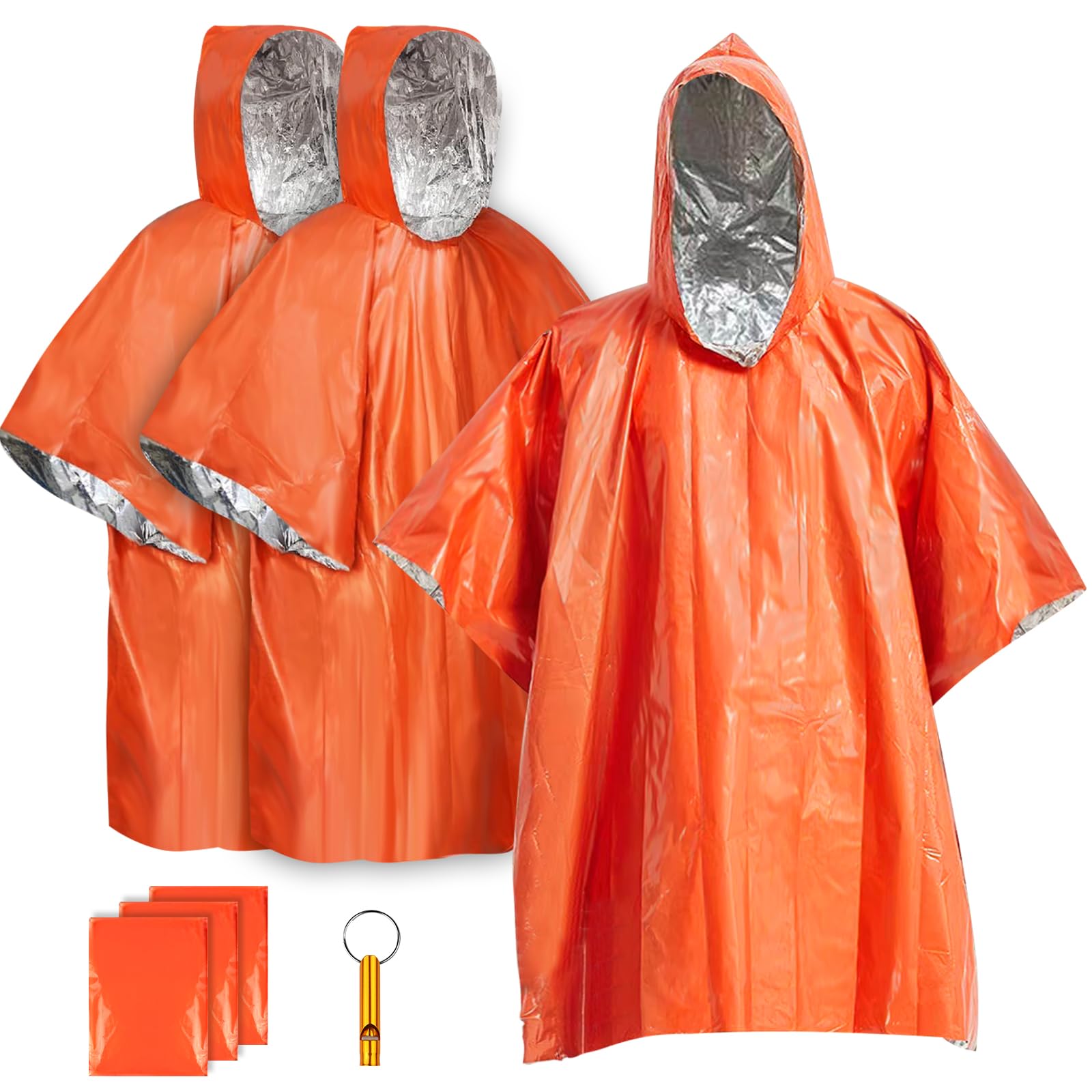 Flintronic Poncho de Supervivencia 3 PCS Mantas Térmicas de Emergencia Impermeable Aluminio Reversible