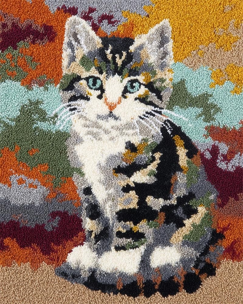 FWRTYCB 3D Latch Hook Rug Kit Tabby Cat