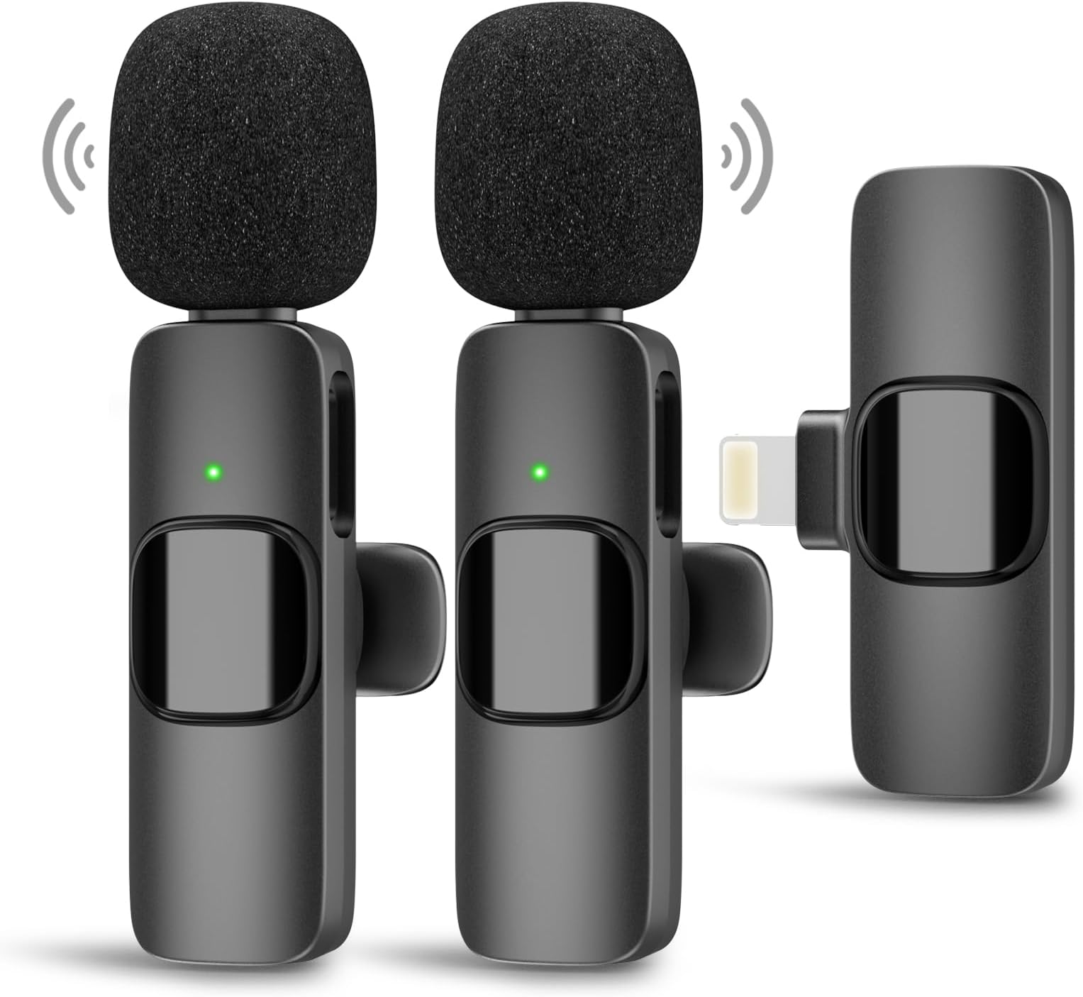PoP voice 2 Pcs Wireless Lavalier Microphone for iPhone/iPad Clip-on Mics Professional Lapel Lav Mic for Video Recording Rechargeable Noise Reduction Vlog Interview YouTube Tiktok 5H
