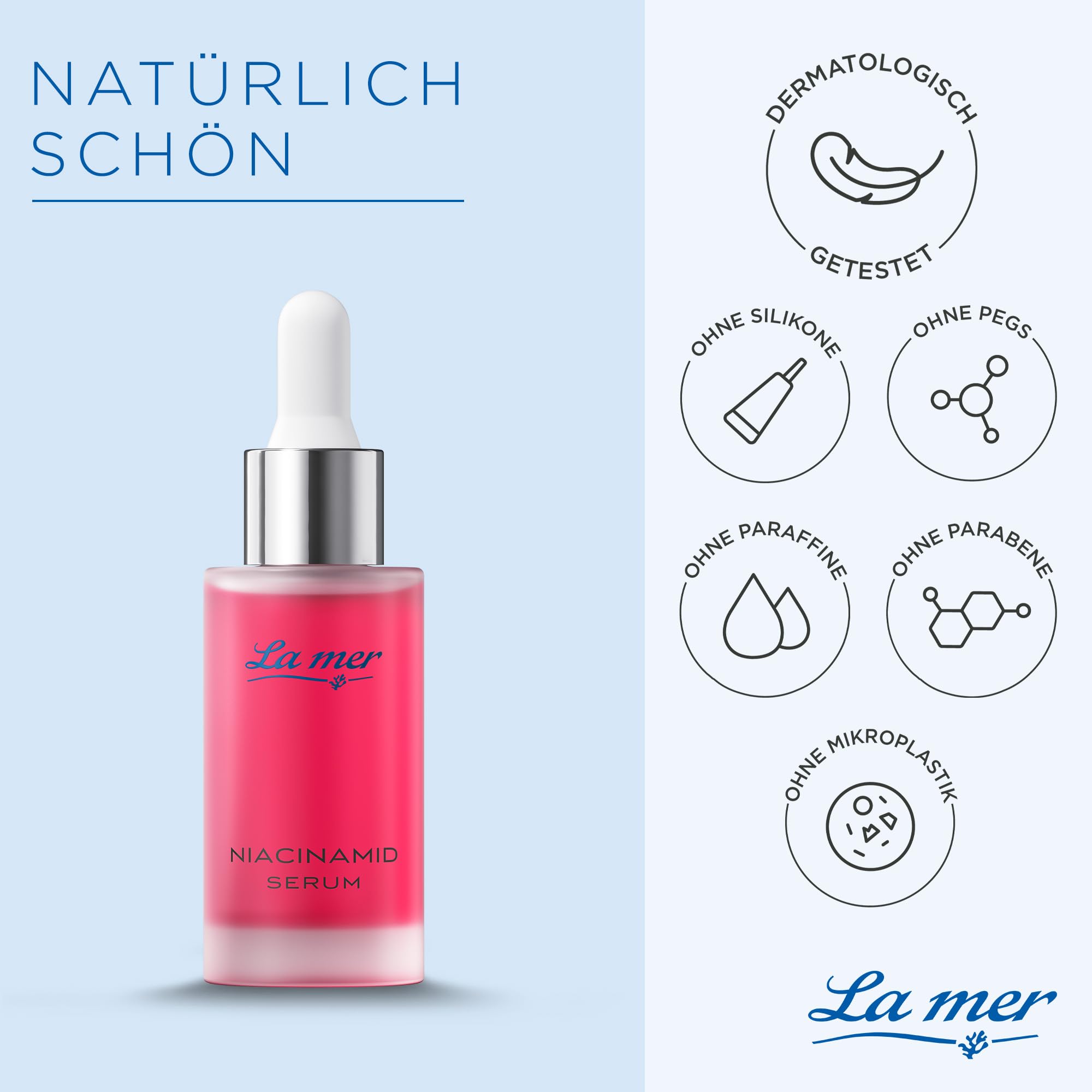 La mer Niacinamid-Serum, mit Meeresschlick-Extrakt, Made in Germany, 30 ml | Für die tägliche Gesichtspflege entwickelt; Für einen ebenmäßigen Teint und klares Hautbild; Dermatologisch getestet