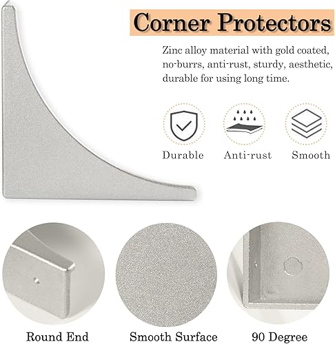 Miniatura 3 de Foxwake Protector de esquina de metal para muebles, protectores decorativos de esquina de mesa de 2.56 pulgadas, cubierta de esquina de caja de