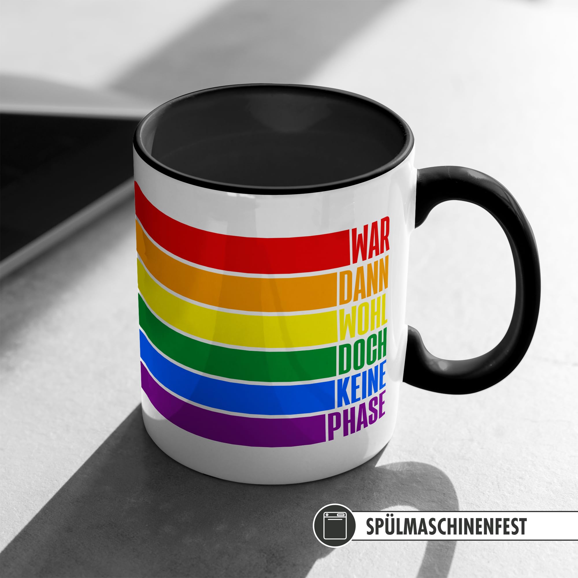 Regenbogen LGBTQ Tasse, War dann wohl doch keine Phase mit Regenbogen Gay Flagge, Gay Pride Geschenk Spruch Outing schwul lesbisch queer (6)