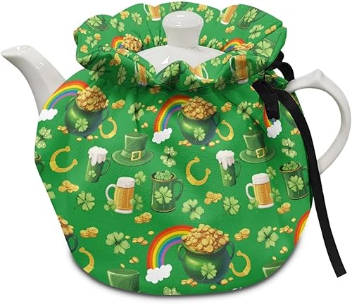 Vista 33 de Tetera acogedora funda térmica aislada para hervidor de agua, calentador de desayuno, lavable a máquina, para tetera, decoración de cocina del Verde