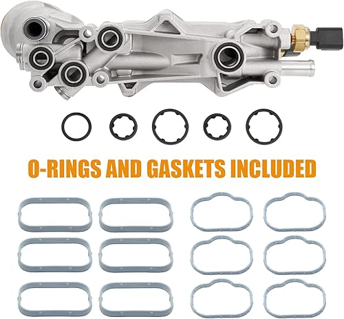 Miniatura 2 de Carcasa del filtro de aceite del motor 926-959 con sensores de enfriador de aceite y juntas Kit de aluminio mejorado compatible con Dodge Charger