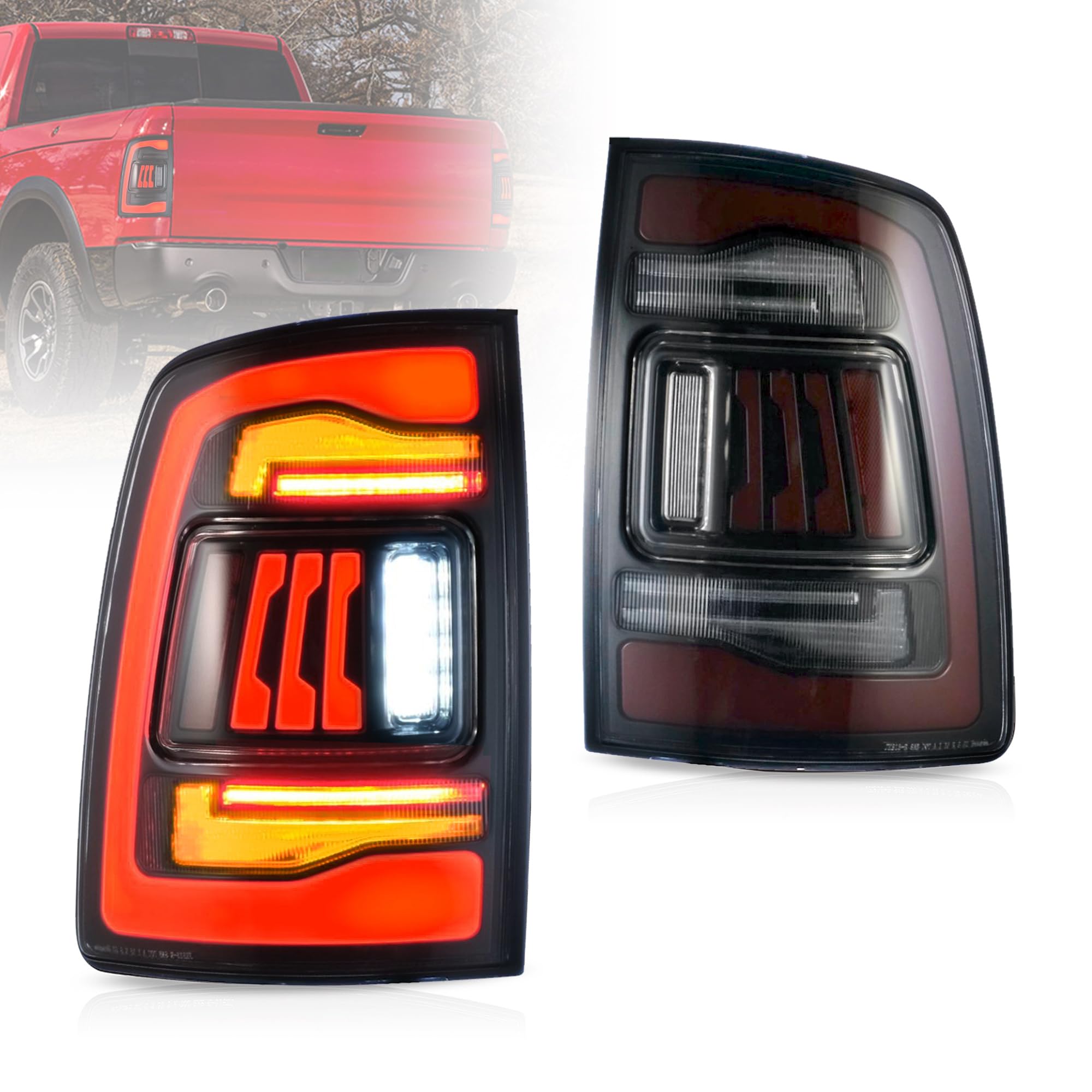 VLAND LED Tail Lights Compatible For Dodge RAM 1500 2009-2018 & 2010-2018 RAM 2500/3500, Not For Factory Halogen Models, Just For LED Models Only,