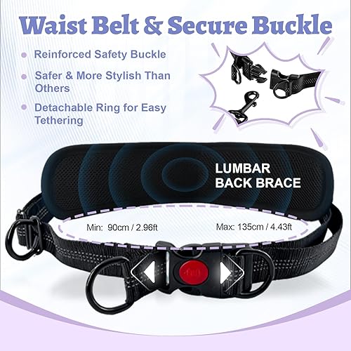 Miniatura 4 de Correa doble manos libres para perros para dos perros, correa doble sin enredos sin tirones con cinturón acolchado ajustable y costuras