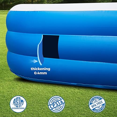 Miniatura 5 de Piscina inflable con luces de piscina, 130 x 72 x 22 pulgadas, piscina familiar inflable grande de tamaño completo, fiesta acuática de verano, al