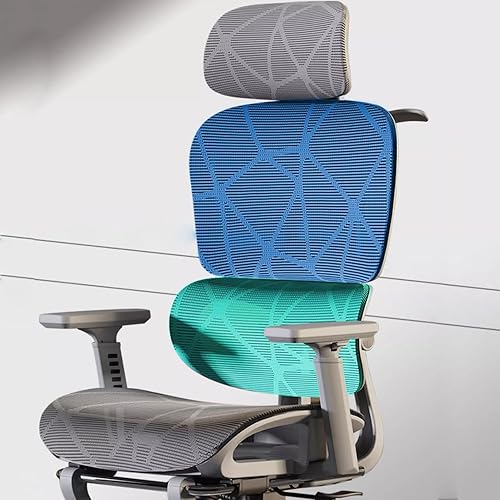 Miniatura 7 de Silla de oficina ergonómica de malla con reposapiés, silla de escritorio de computadora de respaldo alto con reposacabezas y reposabrazos