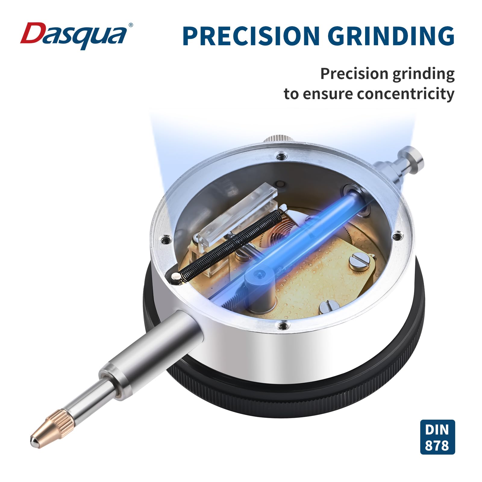 Dasqua Comparatore Centesimale 0-10mm - Indicatore Centesimale Calibro 0.01mm, Precisione Elevata, Comparatore Metrica Professionale con Coperchio Posteriore