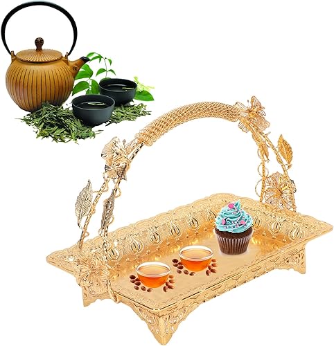 Bandeja para servir café, estilo vintage, bandeja de té turco para servir café, bandejas decorativas, aleación de zinc, elegante bandeja de metal