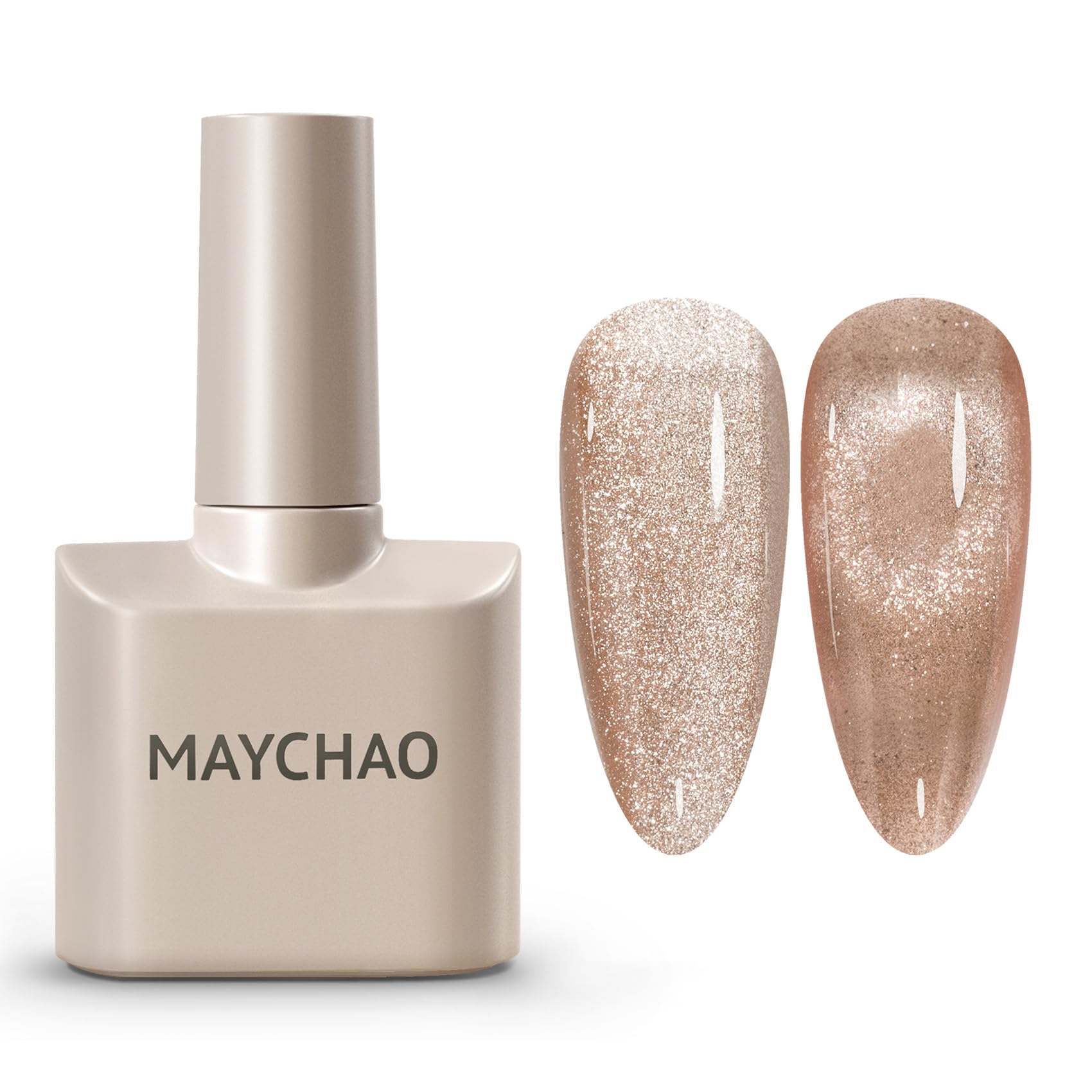 MAYCHAO 15ML Cat Eye Gel Nail Polish 1Pc Nude Magnetic Nail Polish with Magnet Soak off Holographic Cat Eye Gel Polish for Nail Art Manicure Salon DIY at Home