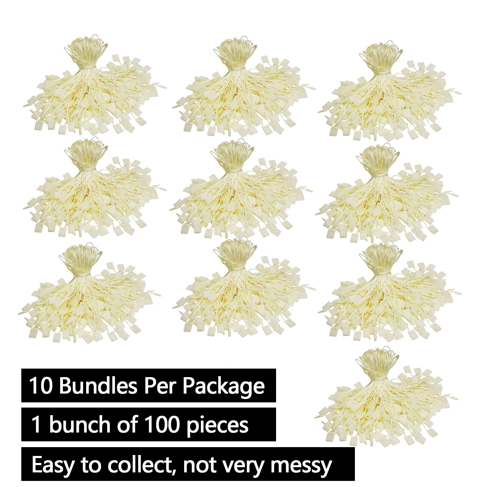 Hang Tags String 1000 PCS for Clothes Gift Bags Price Tags Strings Shoes Snap Lock Pin Loop Tie Fasteners, Polyester/Cotton Tag Rope Fastener Hook Ties Easy and Fast to Attach (Yellow 17cm)