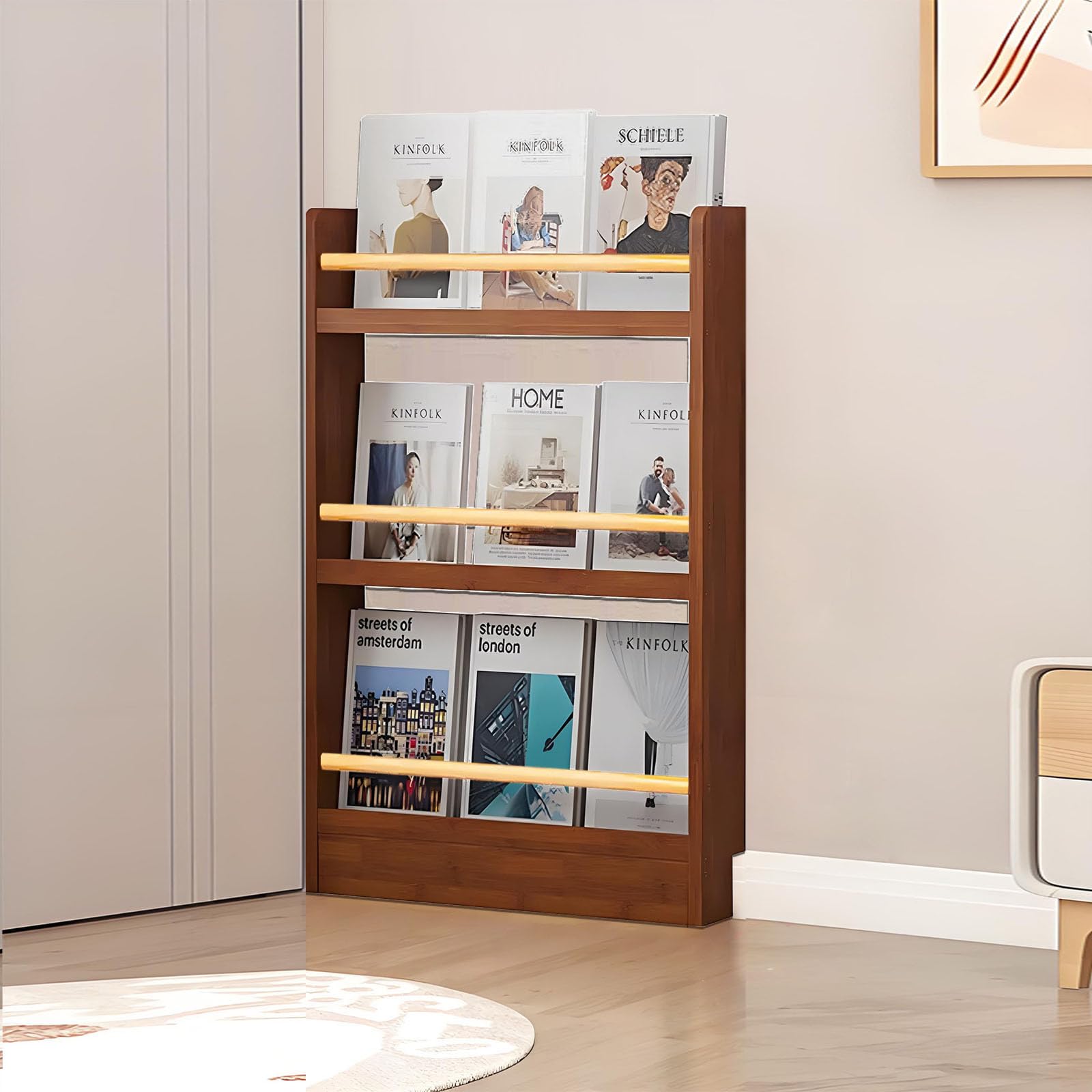 AKFJOSGE Book Shelf, Behind The Door Bookshelf, 3-Tier Behind The Door Shelf, Children’s Bookshelf Kids Bookcase Storage Shelves for Bedroom, Living