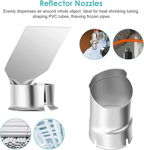 Miniatura 6 de Kit de 7 boquillas de pistola de calor de acero inoxidable de 1.378-1.575 in, kit de boquillas universales para pistola de calor, boquillas