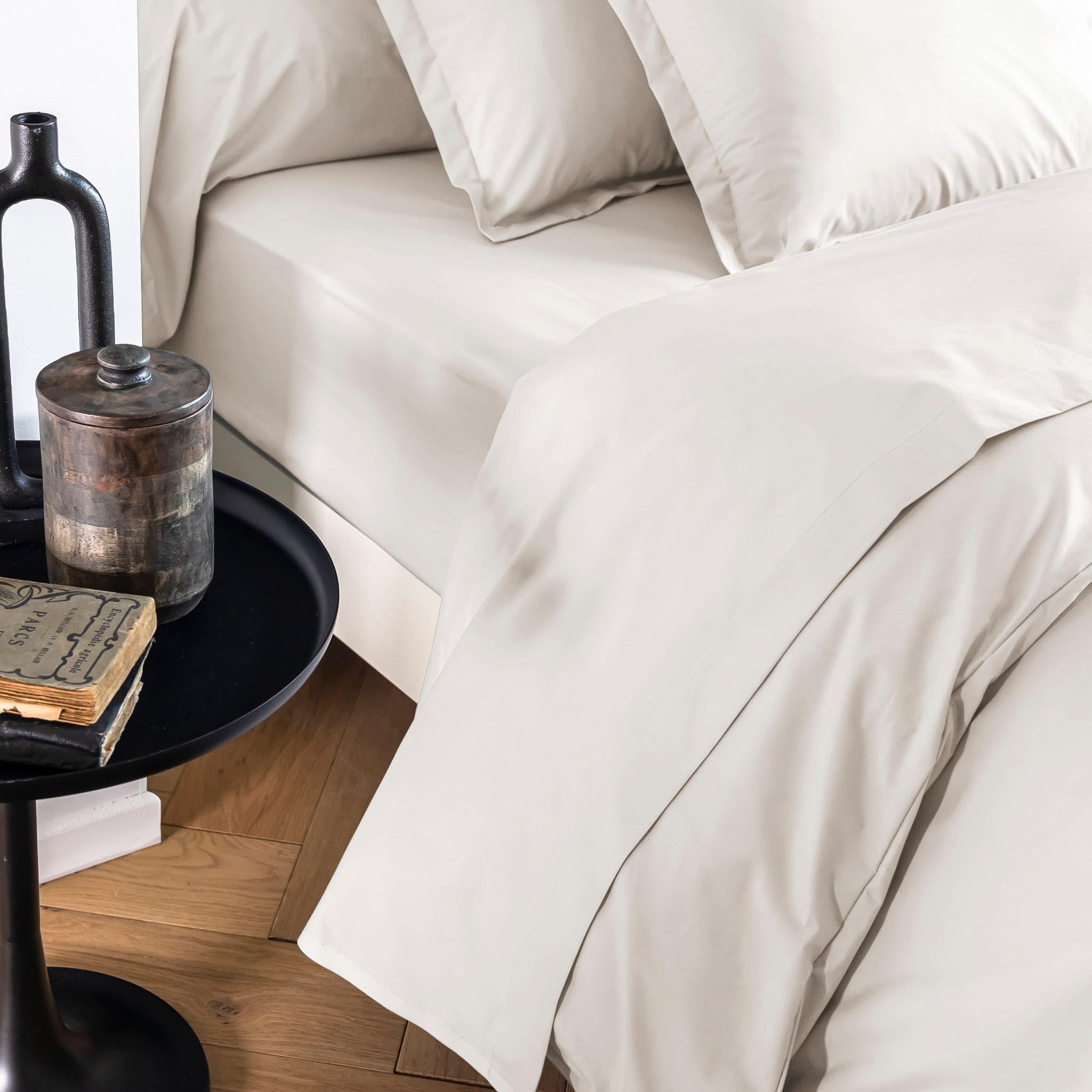 Drap Housse Coton Percale Bonnet 40 cm Écru 180x200 - SOMEO