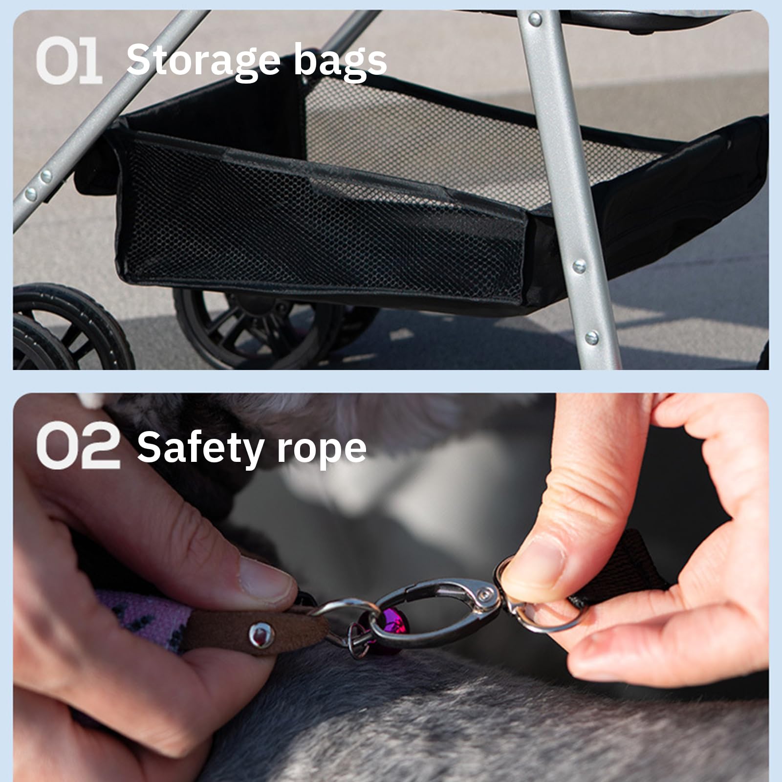 Carrito De Transporte 3 En 1 para Gatos, hasta 15 Kg, Carrito Portátil para Mascotas, Carrito para Perros con Ventana De Red Y Soporte para Bebidas para Gatos Pequeños Y Medianos