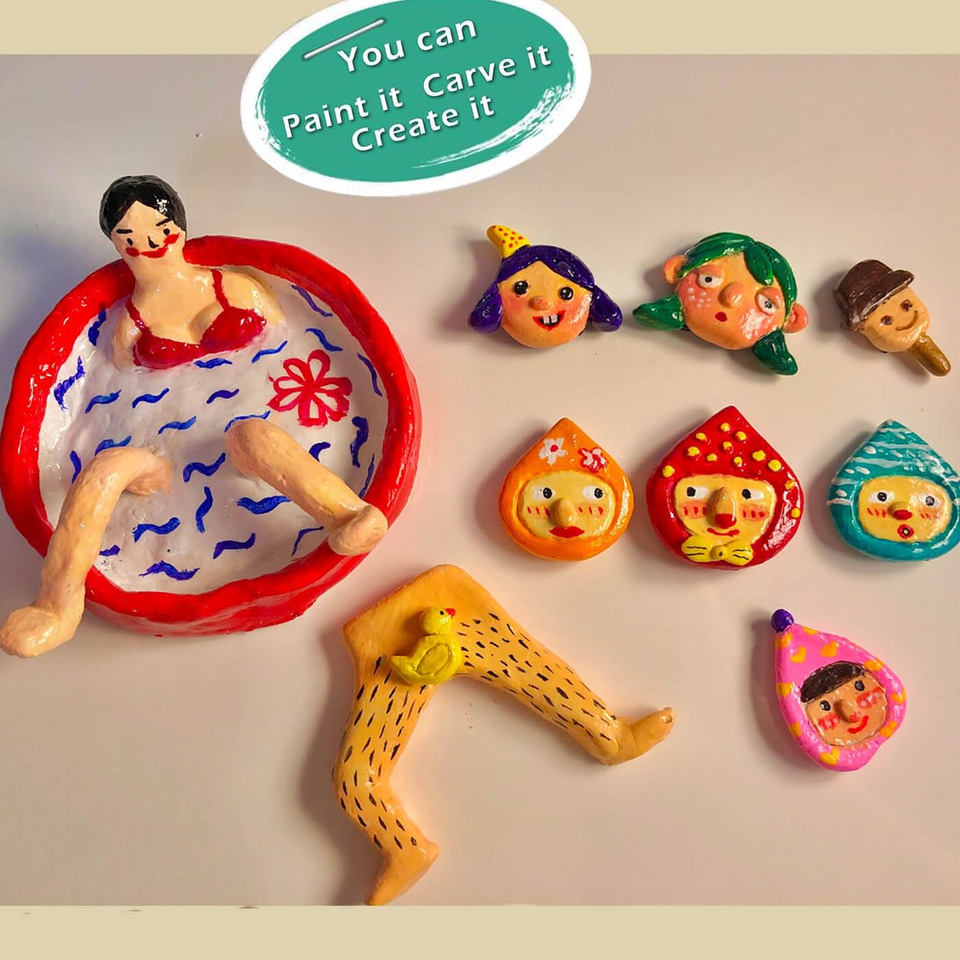 ReArt Oven Bake Polymer Clay White, Non Toxic 4.4Lbs with Pottery Tools & Paint Brushes Great for Modeling, Sculpting, Holiday, DIY Jewelry Making Projects. Great for All Skill Levels (White & Tools)