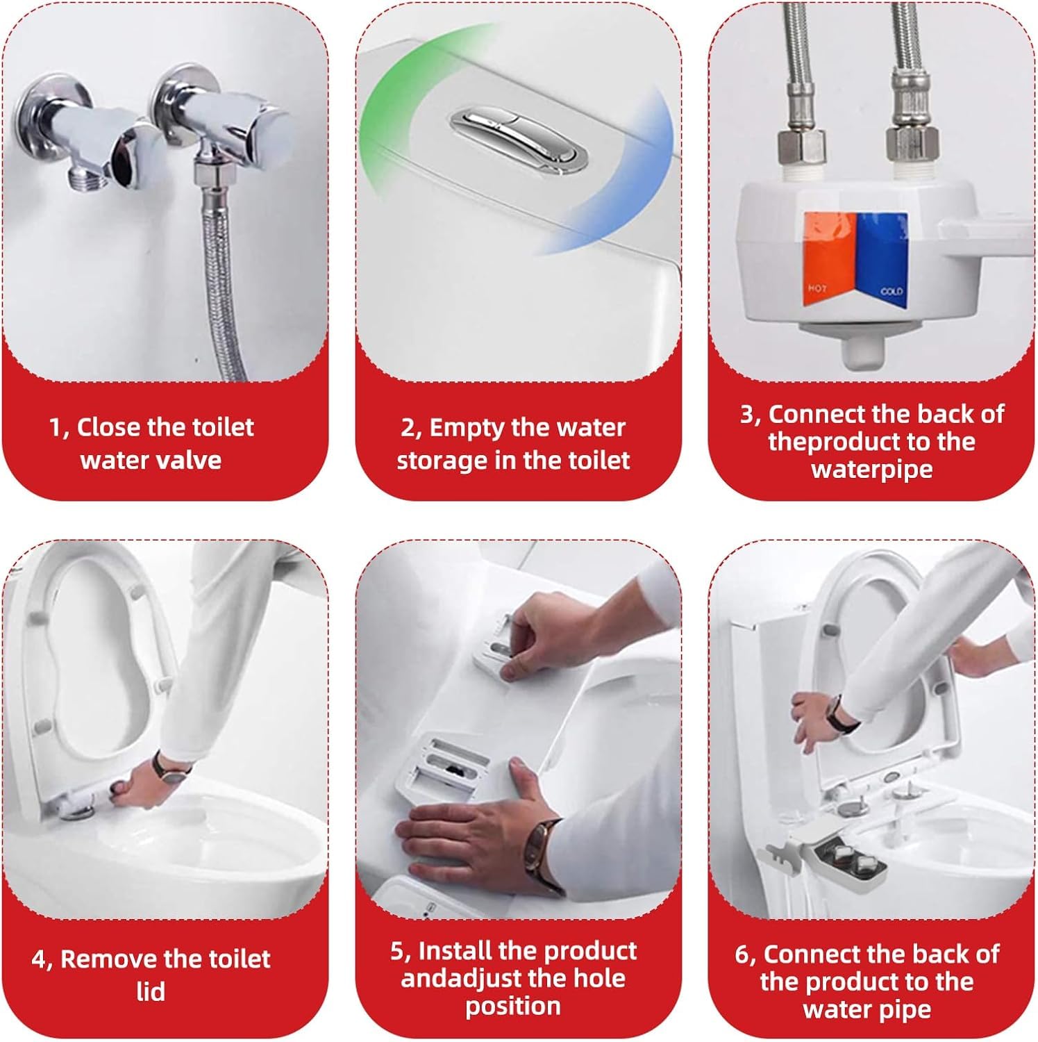 JELLEX Bidet Attachment for Toilet Warm Water, Non-Electric Bidet Toilet Attachment, Self Cleaning Water Sprayer with Adjustable Water Pressure Nozzle, Frontal & Rear Wash, Gift for Her/Him 4