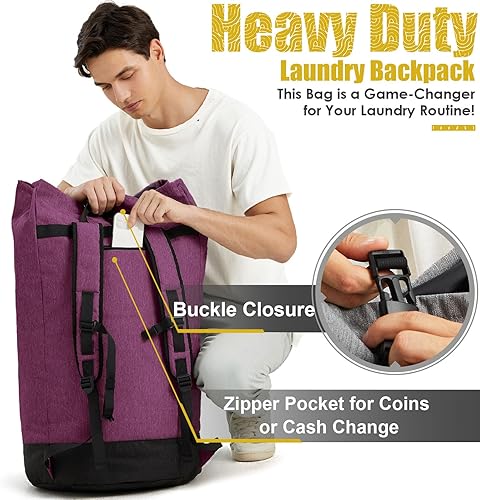 Miniatura 5 de Bolsas de lavandería extra grandes y resistentes, bolsa de lavandería de 115 litros para la universidad, mochila de lavandería, bolsa de lavandería