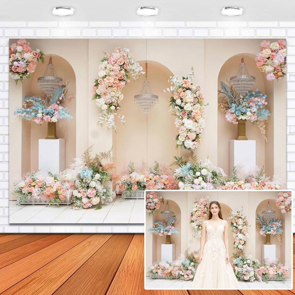 Leowefowa 10x8ft Vinyl Romantic Rose Flower Wedding Backdrop Floral Wall Photography Background Bridal Shower Wedding Party Decorations Anniversary