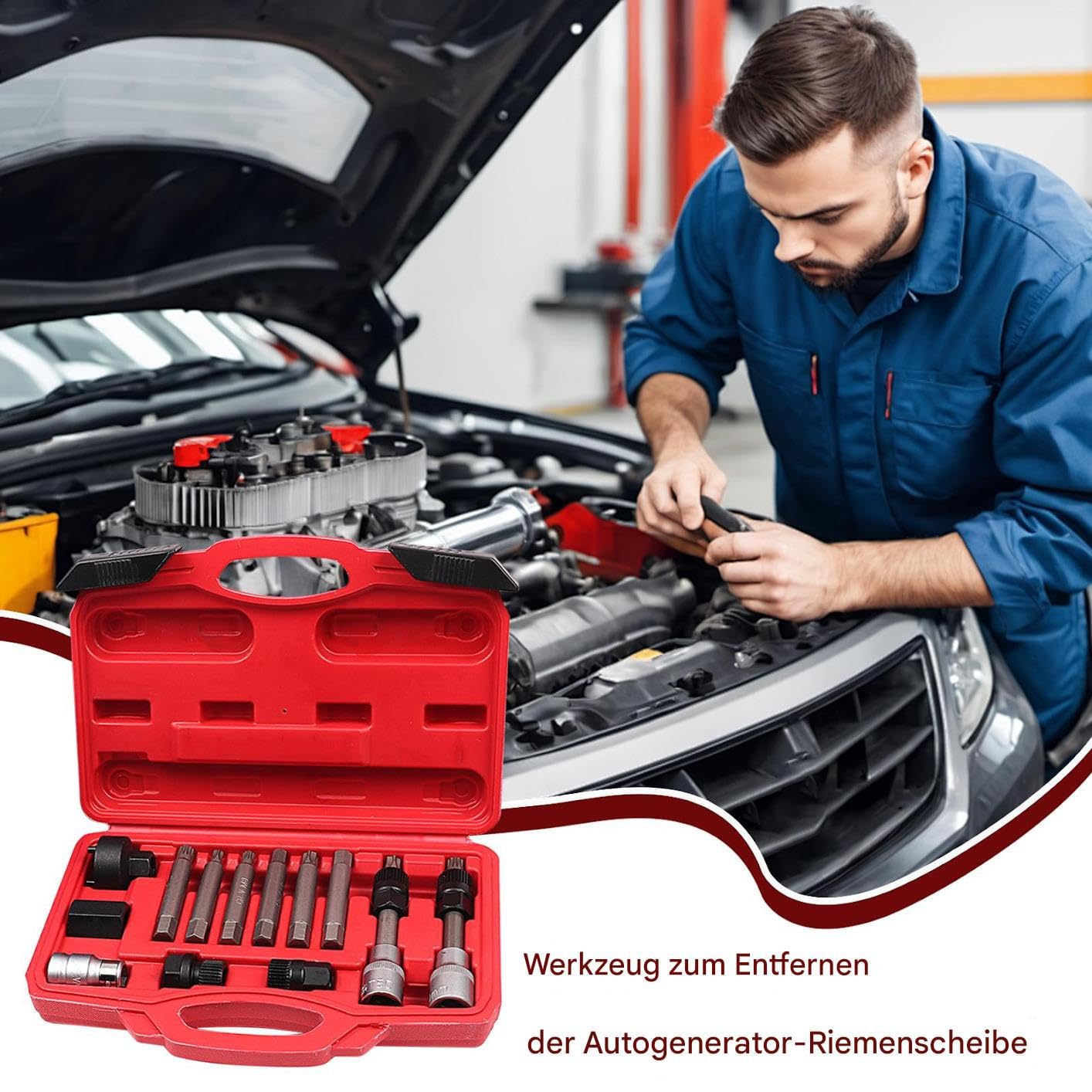 Extractor De Poleas Extractor manual ajustable antideslizante | Instalador Polea Coche Para Taller, Motor, Vehículos Y Camiones, Reemplazo Y Extracción Correa Del Alternador