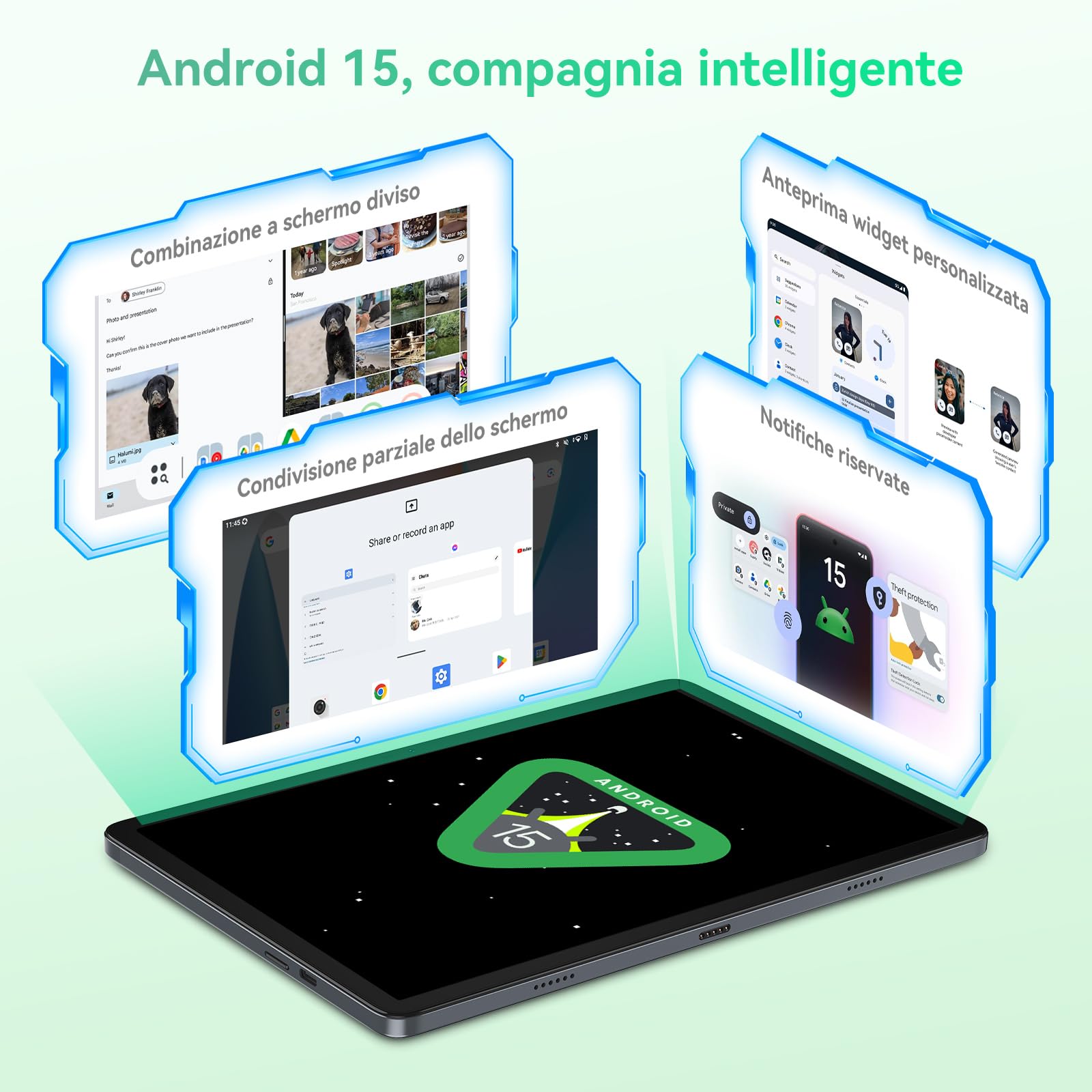 BESTTAB T20 Nuovo Tablet 10 Pollici Android 15 con Tastiera, 24GB RAM + 256GB ROM, 5000mAh 10W, Octa-Core, Widevine L1, Tablets 5G WiFi/GMS, Tablet con Mouse, Custodia, Stilo