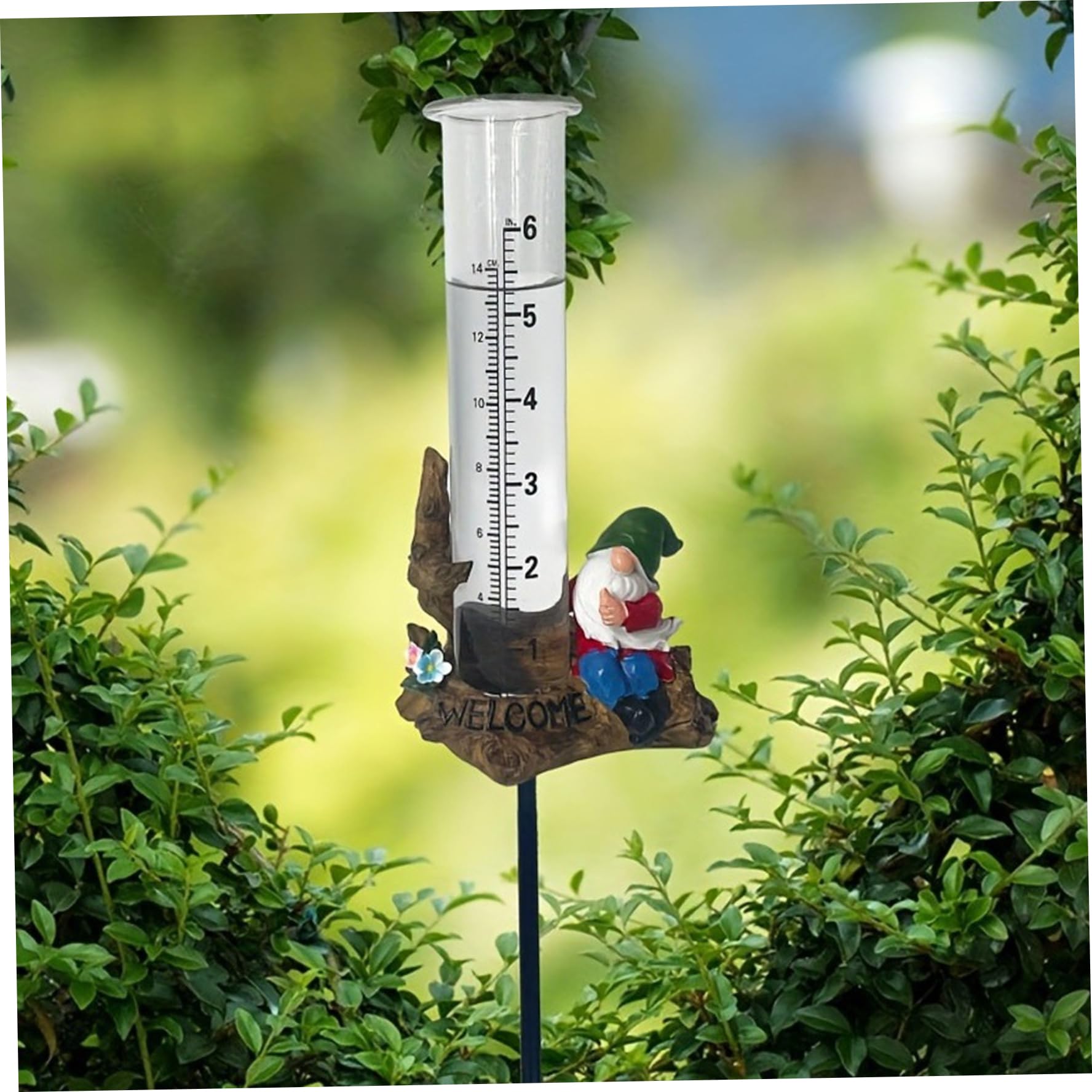 Heidouse Rain Gauge Outdoor, 7.9 Inch Adjustable Rain Gauge with Decorative Base, Perfect for Garden, Deck, Lawn, Patio, Farm