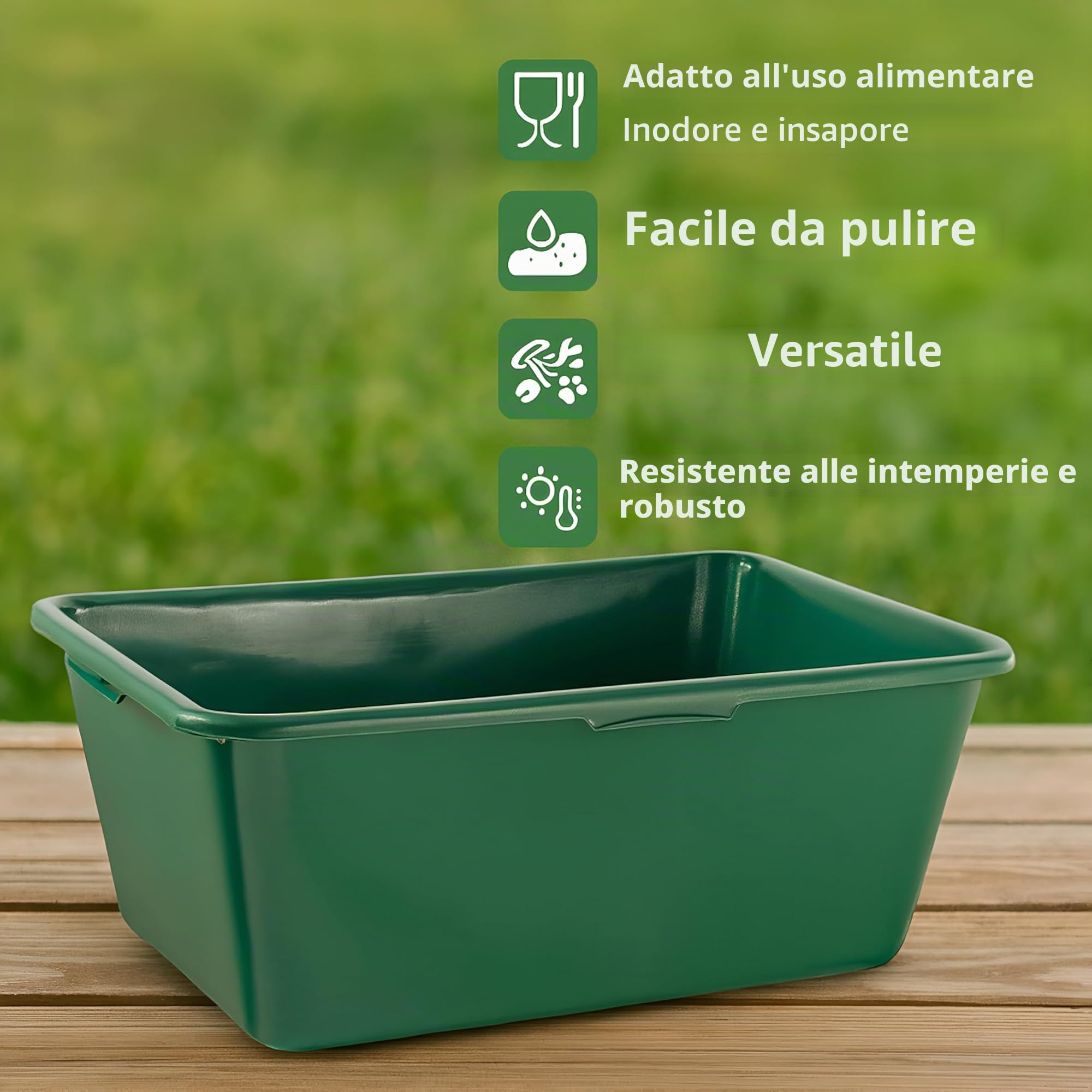 BURI Vasca da bagno in plastica HDPE per uso alimentare, in plastica naturale, rettangolare, robusta, versatile, adatta per cani o bevande per cavalli