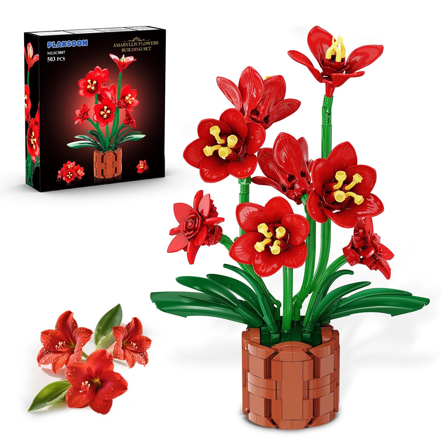 Amazon.com: PLAXSOON Amaryllis Flowers Bonsai Building Set