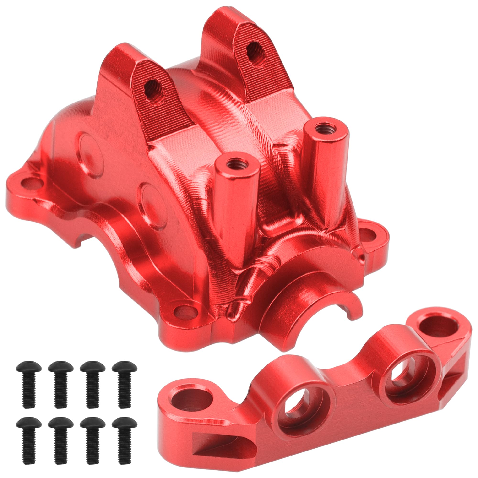 ShareGoo Metal Differential Gearbox Cover Diff Housing Case & Upper Arm Compatible with Tamiya TT02 TT-02D TT-02B TT-02FT 1/10 RC Car (Red)