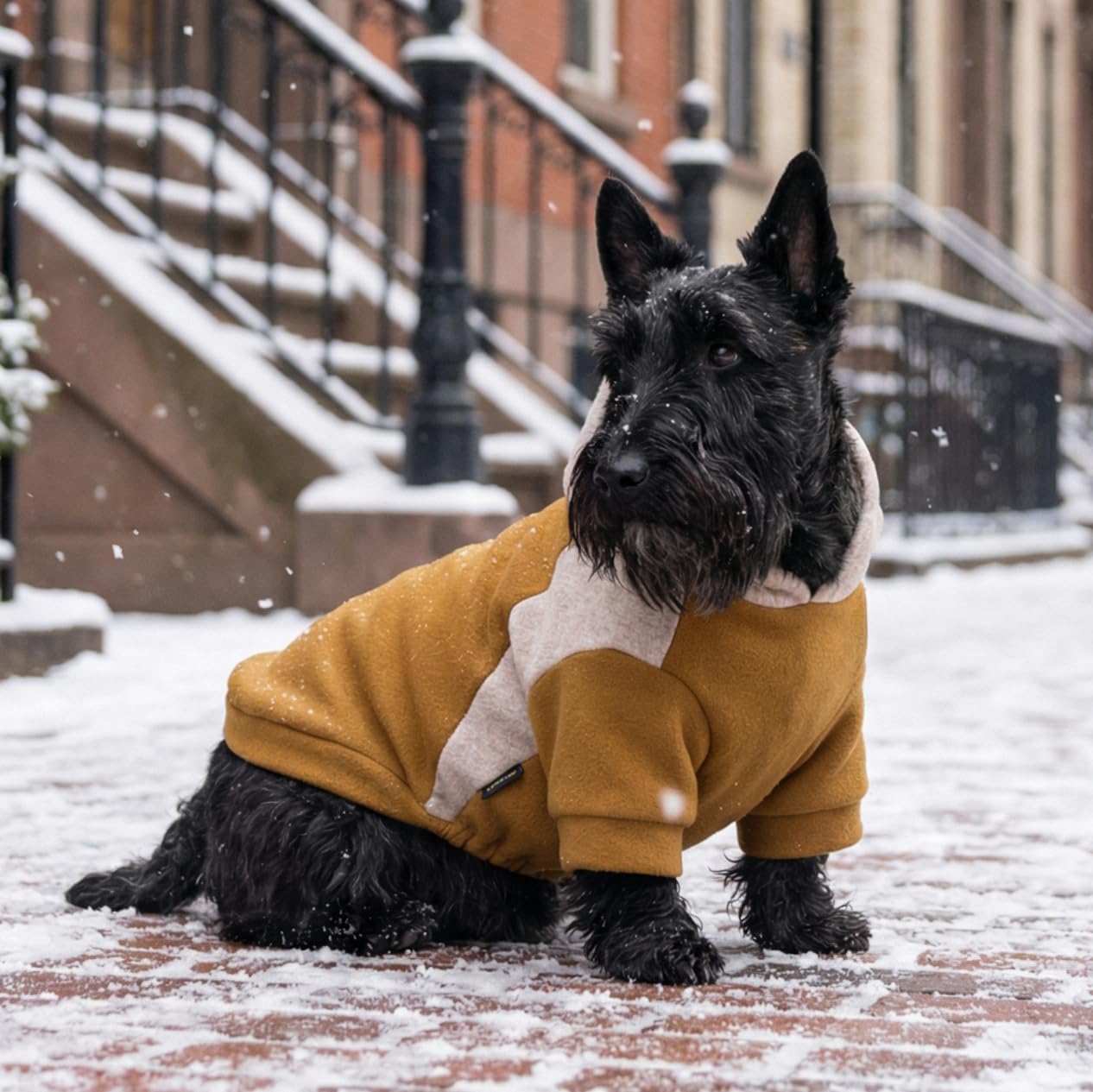 Fitwarm Color Block Dog Hoodie Sweater, Winter Clothes for Small Dogs Boy Girl, Lightweight Pet Hooded Sweatshirt, Brown, Beige, XXL