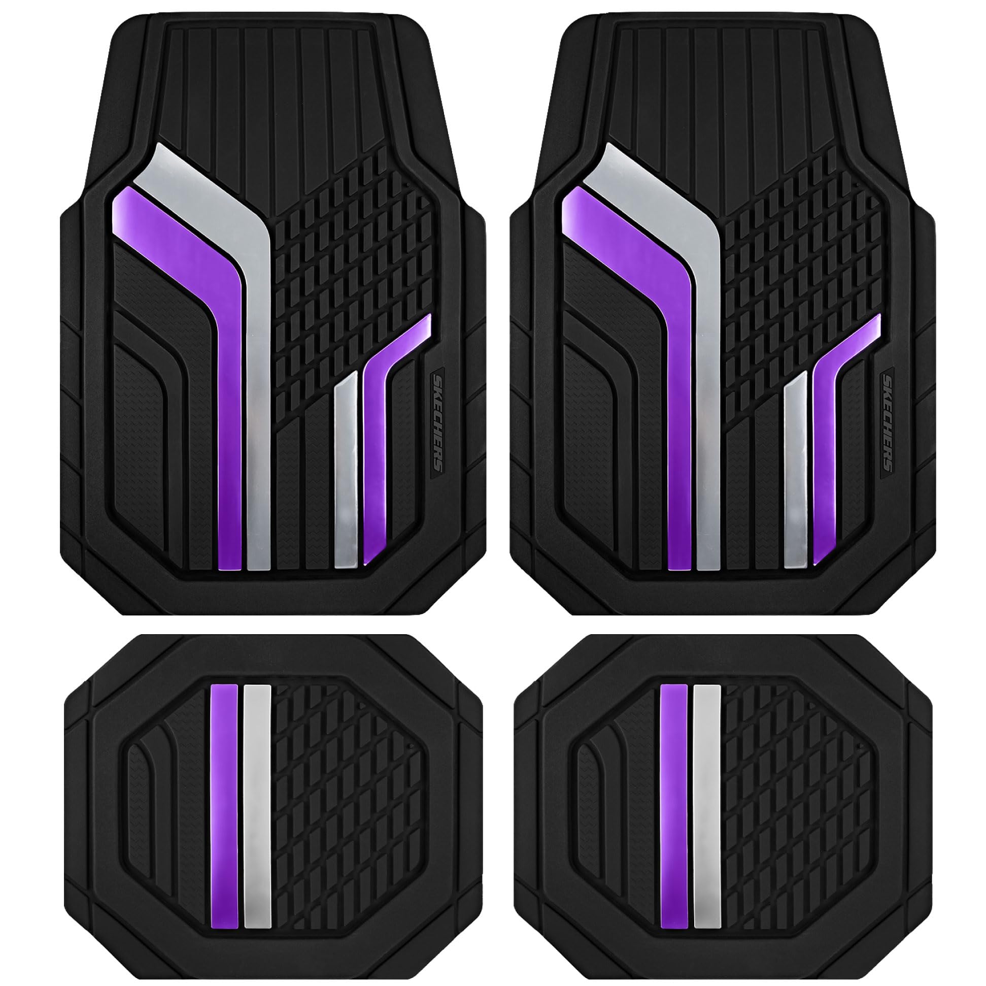 Skechers Heavy Duty Rubber Car Floor Mats Dual Color Design Floor Mats All Weather Car Mats Waterproof Trim