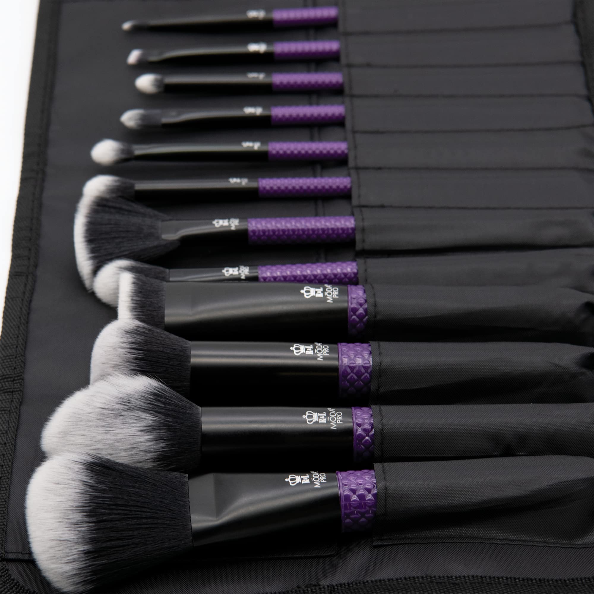 MODA Pro Full Face - Set di 13 pennelli da trucco con custodia da viaggio (viola)