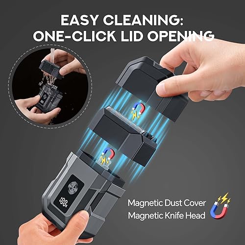 Miniatura 5 de Maquinilla de afeitar eléctrica para hombres  Afeitadora de aluminio para afeitado suave, 1 cabezal de afeitado extra de regalo, 3 hojas flotantes,